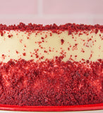 レッドベルベットケーキ 断面 赤いココアスポンジ クリームチーズ　上部